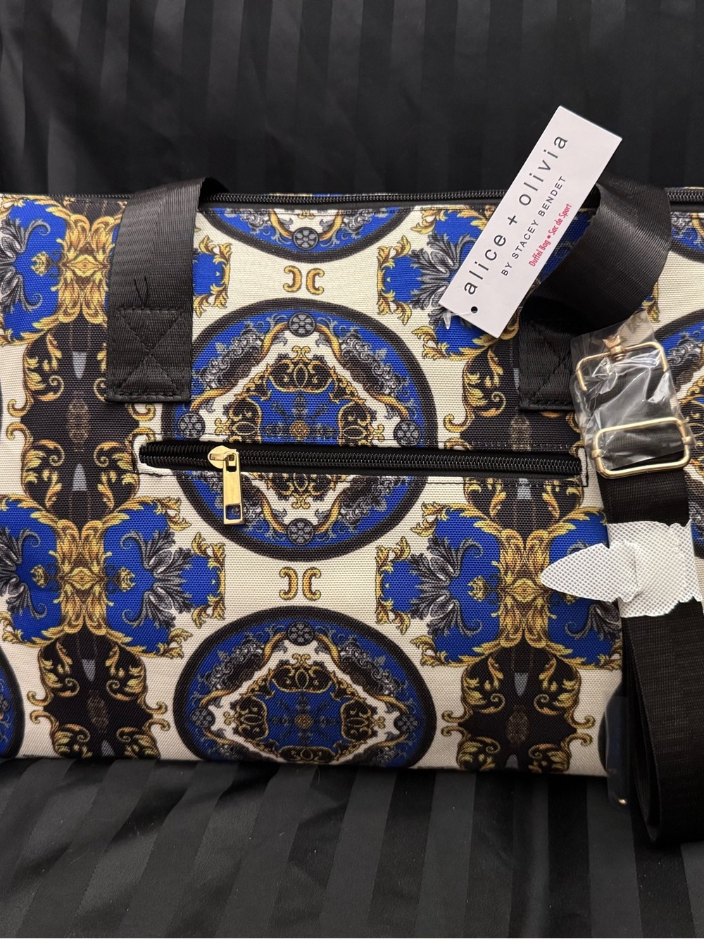 alice + olivia Blue, Gold and Black Medallion Tote/Duffle